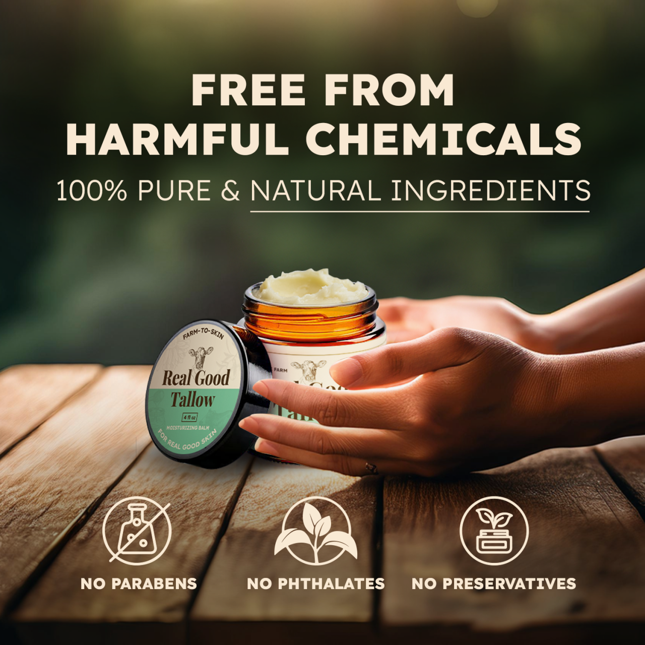 Real Good Tallow and Honey Balm - 100% Grass Fed & Finished Beef Tallow Face Moisturizer with Manuka Honey, Olive Oil & Calendula - 4 oz - Lotion for Real Good Skin Made in USA
