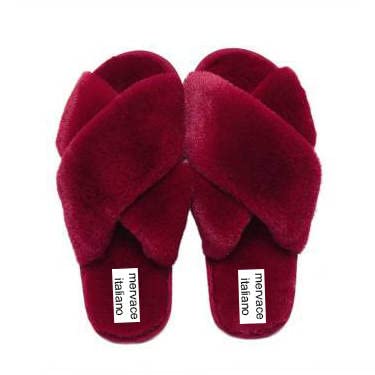 mervace italiano Women's Fuzzy Memory Foam Slippers Cross Band Cozy Plush Home Slippers Fluffy Furry Open Toe House Shoes Indoor Outdoor Slide Slipper size 6