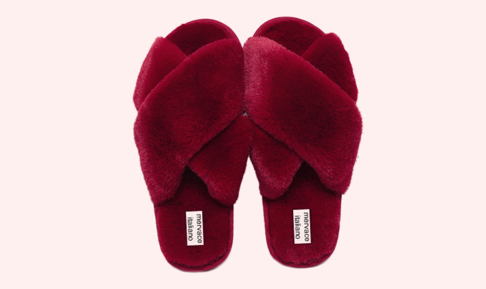 mervace italiano Women's Fuzzy Memory Foam Slippers Cross Band Cozy Plush Home Slippers Fluffy Furry Open Toe House Shoes Indoor Outdoor Slide Slipper size 6